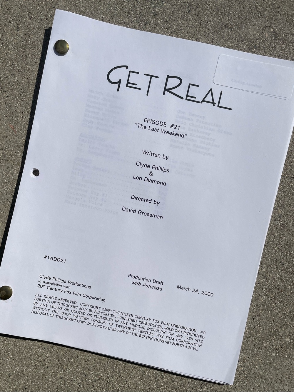 Get Real 90s TV Series Anne Hathaway Jesse Eisenberg Production Used Script 21